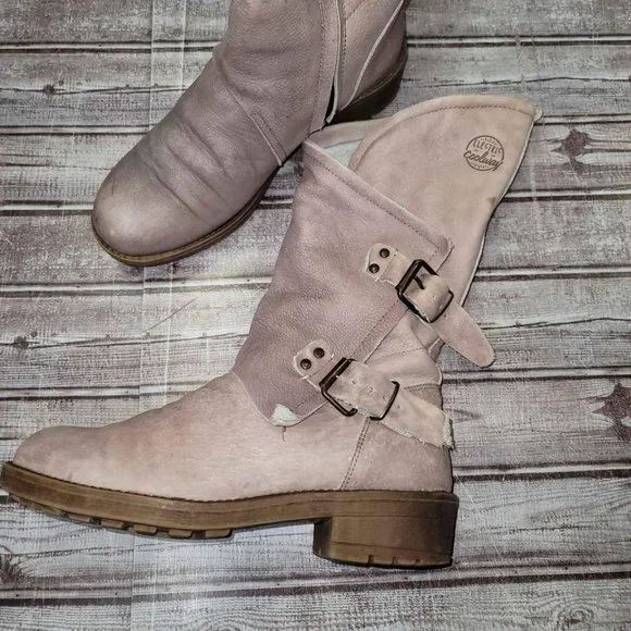 Coolway Alida Pink Leather Slouchy Dual Buckle Boots - Picture 8 of 8